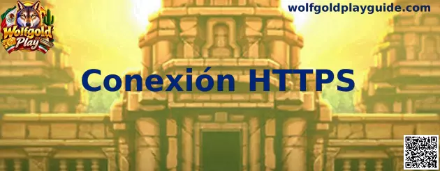 Ilustración sobre la conexión HTTPS, el certificado digital y la protección de datos durante el registro en Wolfgold Play