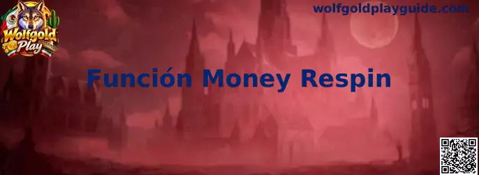 Imagen ilustrativa de la Función Money Respin de Wolf Gold, con símbolos lunares y valores acumulados